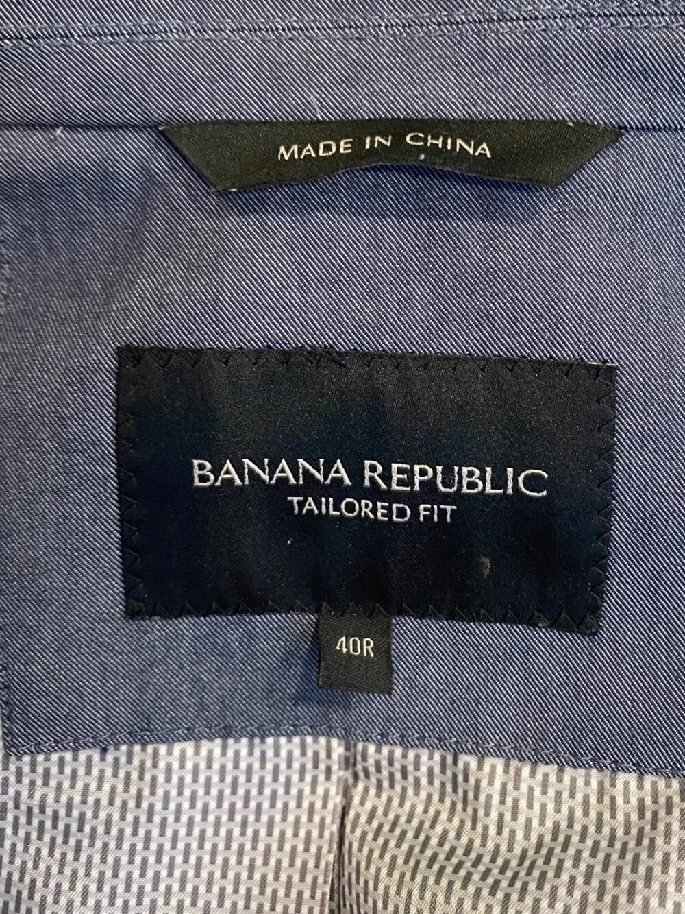 Banana Republic Tailored Fit Blazer 40R Blue Sport Coat Jacket AS IS Stains
